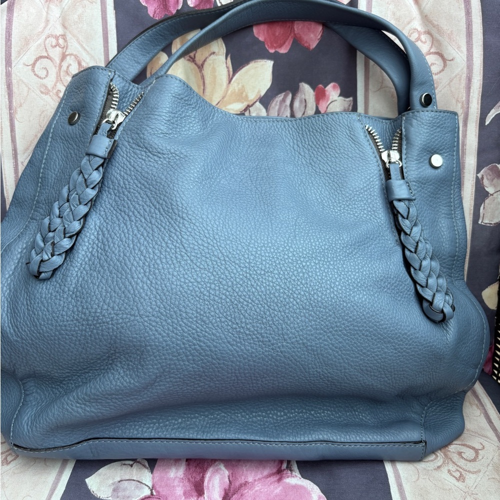 Elegant Varriale Blue Leather Tote Bag from Italy